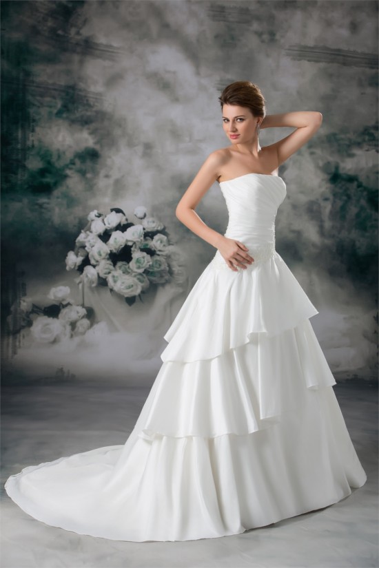 Hot Sale Sleeveless A-Line Strapless Satin New Arrival Wedding Dresses 2031222 Hot Sale Sleeveless A-Line Strapless Satin New Arrival Wedding Dresses 2031222