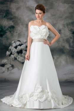Hot Sale Strapless Satin Sleeveless A-Line New Arrival Wedding Dresses 2031224