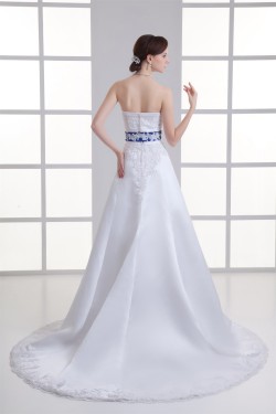 Hot Sale Strapless Sleeveless Satin A-Line Wedding Dresses with Color 2031225