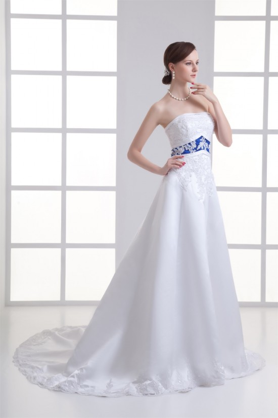 Hot Sale Strapless Sleeveless Satin A-Line Wedding Dresses with Color 2031225 Hot Sale Strapless Sleeveless Satin A-Line Wedding Dresses with Color 2031225