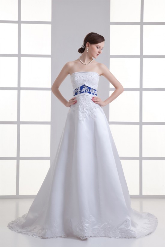Hot Sale Strapless Sleeveless Satin A-Line Wedding Dresses with Color 2031225 Hot Sale Strapless Sleeveless Satin A-Line Wedding Dresses with Color 2031225