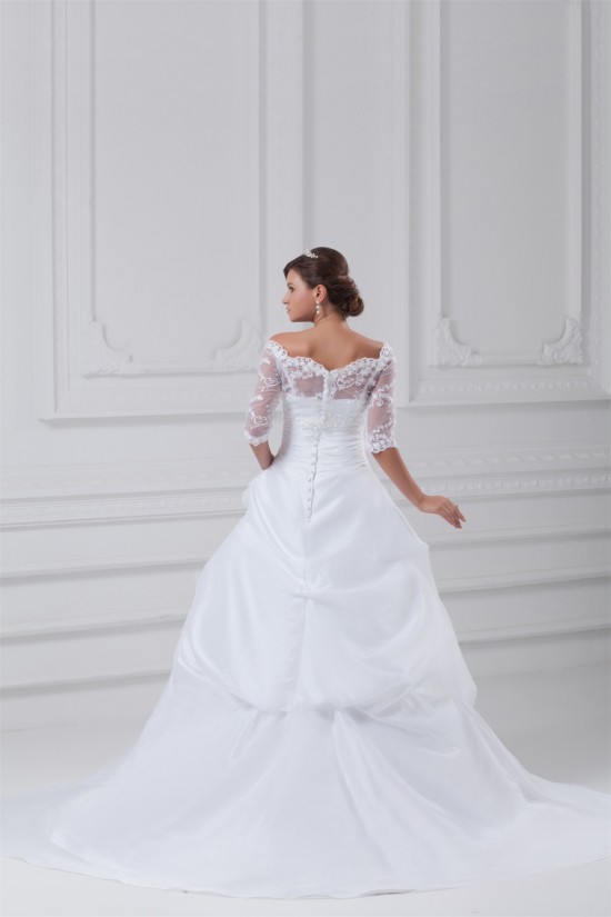 Lace Taffeta A-Line Portrait Half Elbow Sleeve Wedding Dresses with Jackets 2031226 Lace Taffeta A-Line Portrait Half Elbow Sleeve Wedding Dresses with Jackets 2031226