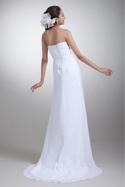 Latest Design Chiffon Satin Sweetheart Sheath/Column Beaded Wedding Dresses 2031228