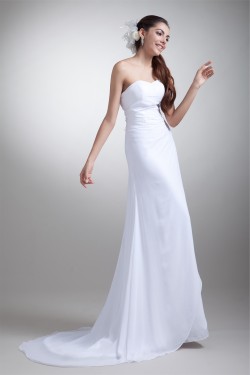 Latest Design Chiffon Satin Sweetheart Sheath/Column Beaded Wedding Dresses 2031228