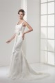 Elegant Scoop Mermaid/Trumpet Satin Lace Sleeveless Wedding Dresses 2030123