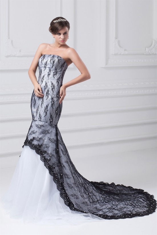 Mermaid/Trumpet Beading Satin Lace Tulle Wedding Dresses 2031230 Mermaid/Trumpet Beading Satin Lace Tulle Wedding Dresses 2031230