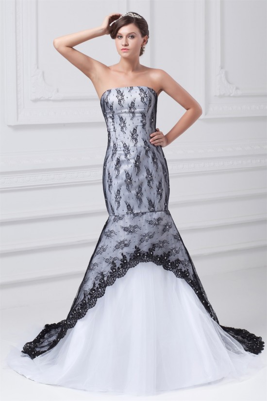 Mermaid/Trumpet Beading Satin Lace Tulle Wedding Dresses 2031230 Mermaid/Trumpet Beading Satin Lace Tulle Wedding Dresses 2031230