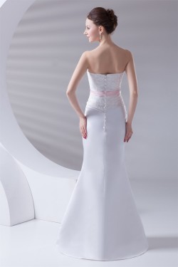 Mermaid/Trumpet Satin Sleeveless Soft Sweetheart Lace Wedding Dresses 2031232