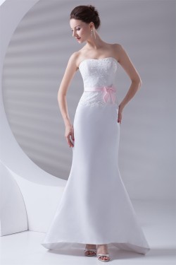 Mermaid/Trumpet Satin Sleeveless Soft Sweetheart Lace Wedding Dresses 2031232