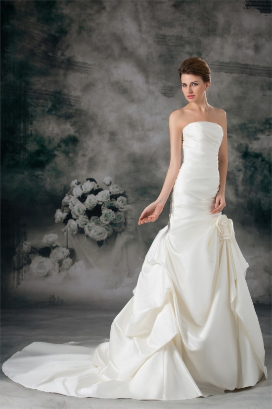 Mermaid/Trumpet Satin Strapless Sleeveless New Arrival Wedding Dresses 2031233 Mermaid/Trumpet Satin Strapless Sleeveless New Arrival Wedding Dresses 2031233