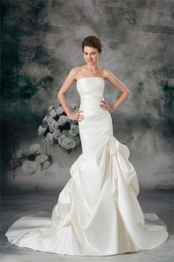 Mermaid/Trumpet Satin Strapless Sleeveless New Arrival Wedding Dresses 2031233
