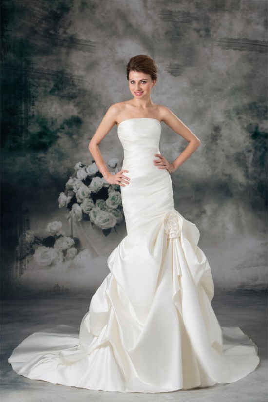 Mermaid/Trumpet Satin Strapless Sleeveless New Arrival Wedding Dresses 2031233 Mermaid/Trumpet Satin Strapless Sleeveless New Arrival Wedding Dresses 2031233