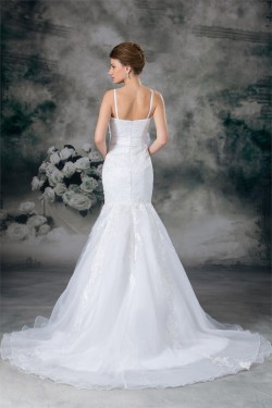 Mermaid/Trumpet Sleeveless Satin Lace Organza New Arrival Wedding Dresses 2031235