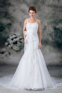 Mermaid/Trumpet Sleeveless Satin Lace Organza New Arrival Wedding Dresses 2031235