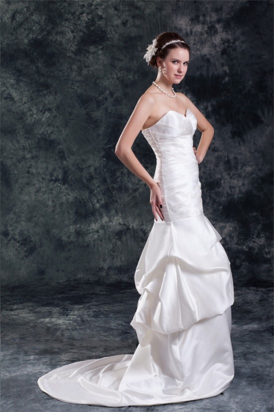 Mermaid/Trumpet Sleeveless Satin Sweetheart New Arrival Wedding Dresses 2031237