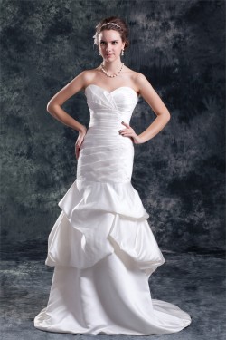 Mermaid/Trumpet Sleeveless Satin Sweetheart New Arrival Wedding Dresses 2031237
