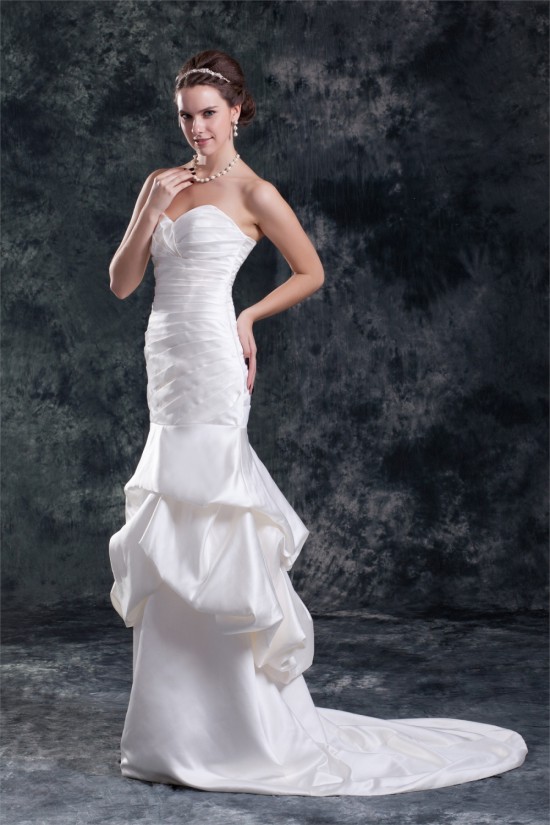 Mermaid/Trumpet Sleeveless Satin Sweetheart New Arrival Wedding Dresses 2031237
