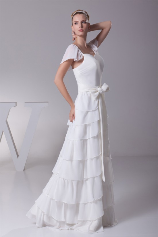 Elegant Sheath/Column Chiffon Cap Sleeve Wedding Dresses 2030124 Elegant Sheath/Column Chiffon Cap Sleeve Wedding Dresses 2030124