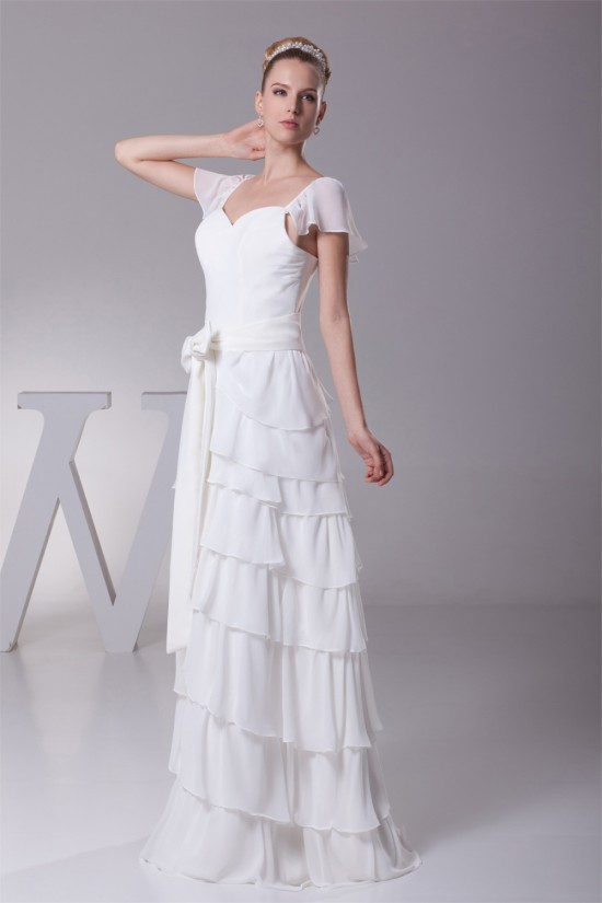 Elegant Sheath/Column Chiffon Cap Sleeve Wedding Dresses 2030124 Elegant Sheath/Column Chiffon Cap Sleeve Wedding Dresses 2030124