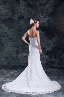 Mermaid/Trumpet Strapless Satin Lace Sleeveless New Arrival Wedding Dresses 2031240