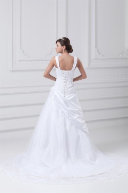 New Arrival A-Line Straps Sleeveless Satin Organza Wedding Dresses 2031243