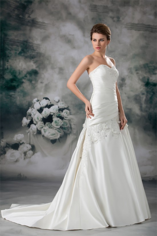 New Arrival A-Line Sweetheart Sleeveless Satin Beaded Lace Wedding Dresses 2031244 New Arrival A-Line Sweetheart Sleeveless Satin Beaded Lace Wedding Dresses 2031244