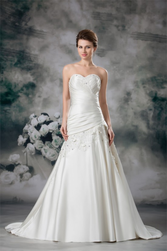 New Arrival A-Line Sweetheart Sleeveless Satin Beaded Lace Wedding Dresses 2031244 New Arrival A-Line Sweetheart Sleeveless Satin Beaded Lace Wedding Dresses 2031244