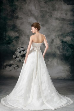 New Arrival Satin Lace Sweetheart A-Line Sleeveless Wedding Dresses 2031248