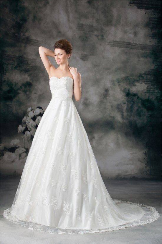 New Arrival Satin Lace Sweetheart A-Line Sleeveless Wedding Dresses 2031248 New Arrival Satin Lace Sweetheart A-Line Sleeveless Wedding Dresses 2031248