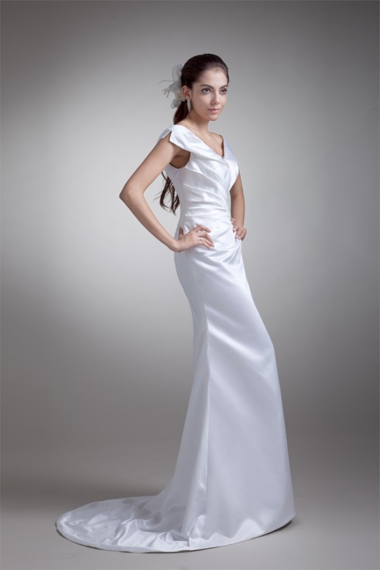 New Arrival Satin Mermaid/Trumpet Sleeveless V-Neck Wedding Dresses 2031249 New Arrival Satin Mermaid/Trumpet Sleeveless V-Neck Wedding Dresses 2031249