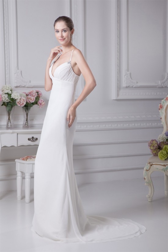 Trumpet/Mermaid Spaghetti Straps Chiffon Wedding Dresses 2030125 Trumpet/Mermaid Spaghetti Straps Chiffon Wedding Dresses 2030125