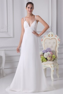 Trumpet/Mermaid Spaghetti Straps Chiffon Wedding Dresses 2030125