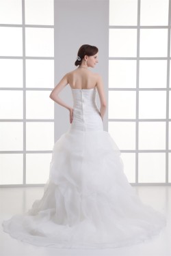 New Arrival Sleeveless Satin Organza A-Line Strapless Wedding Dresses 2031250