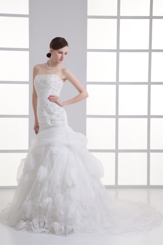 New Arrival Sleeveless Satin Organza A-Line Strapless Wedding Dresses 2031250 New Arrival Sleeveless Satin Organza A-Line Strapless Wedding Dresses 2031250