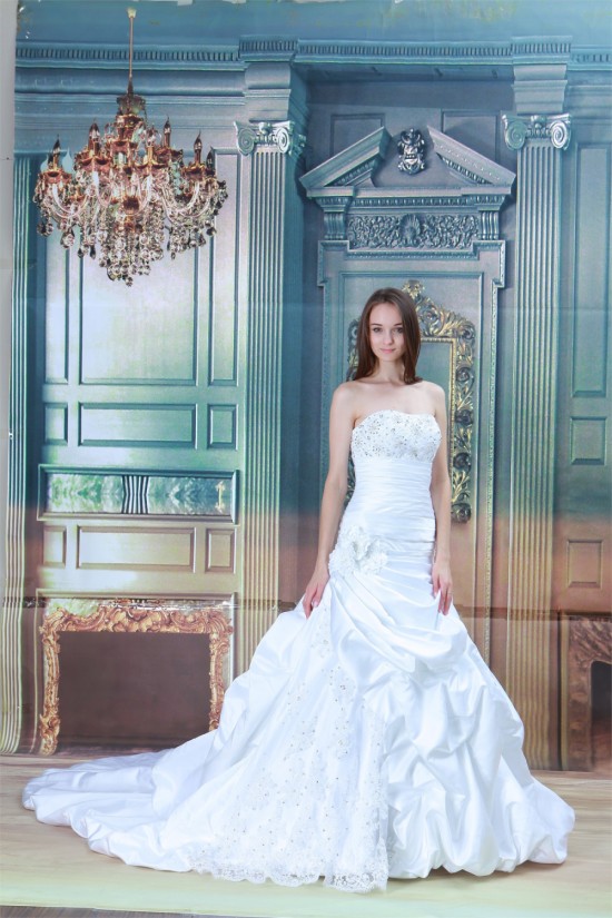New Arrival Strapless Satin Lace A-Line Sleeveless Wedding Dresses 2031252 New Arrival Strapless Satin Lace A-Line Sleeveless Wedding Dresses 2031252