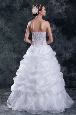 New Arrival V-Neck Ball Gown Satin Organza Sleeveless Wedding Dresses 2031255