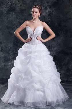 New Arrival V-Neck Ball Gown Satin Organza Sleeveless Wedding Dresses 2031255