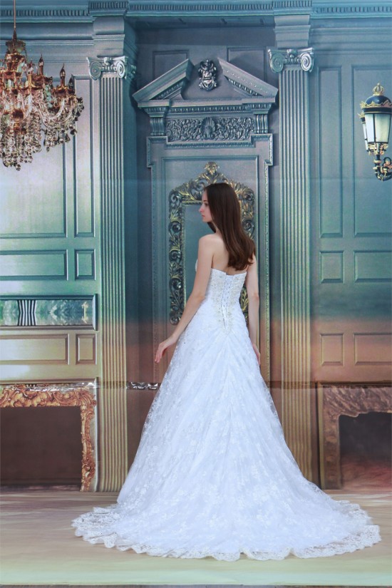 New design A-Line Satin Lace Soft Sweetheart Sleeveless Wedding Dresses 2031256