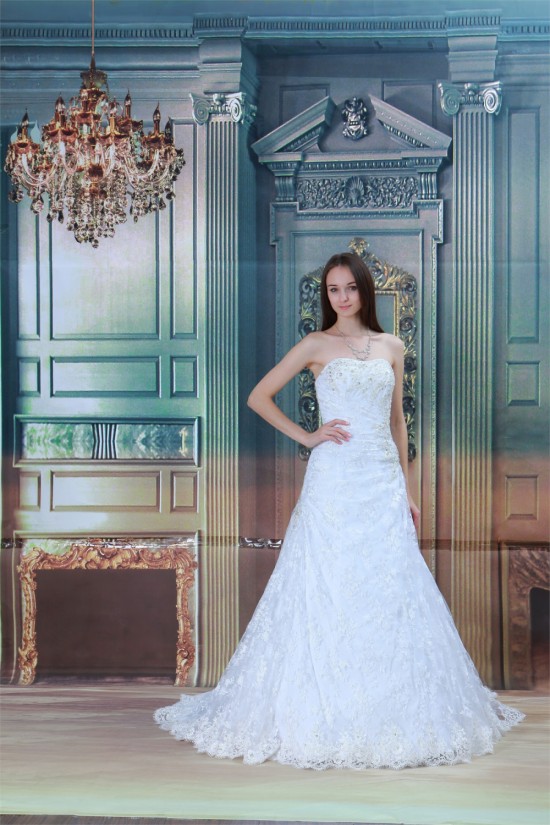 New design A-Line Satin Lace Soft Sweetheart Sleeveless Wedding Dresses 2031256