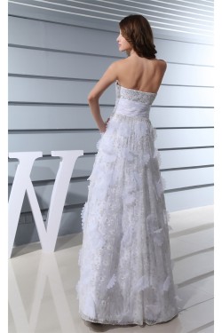 Elegant A-Line Sleeveless Satin Lace Sweetheart Wedding Dresses 2030126