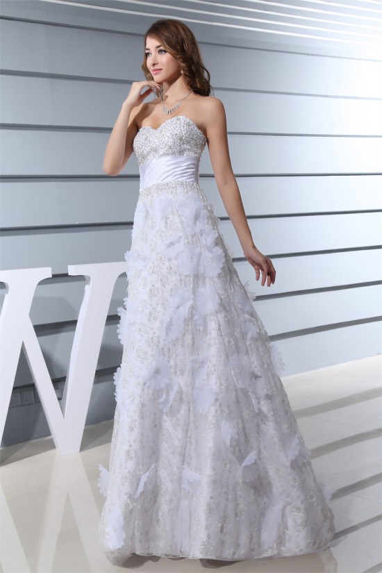 Elegant A-Line Sleeveless Satin Lace Sweetheart Wedding Dresses 2030126 Elegant A-Line Sleeveless Satin Lace Sweetheart Wedding Dresses 2030126