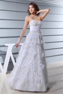 Elegant A-Line Sleeveless Satin Lace Sweetheart Wedding Dresses 2030126