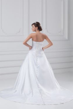 New Style Strapless Sleeveless Satin A-Line New Arrival Wedding Dresses 2031260