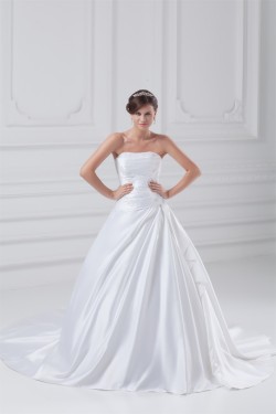 New Style Strapless Sleeveless Satin A-Line New Arrival Wedding Dresses 2031260