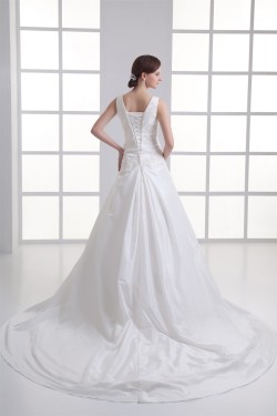 New Style Taffeta Straps A-Line Sleeveless Best Wedding Dresses 2031261
