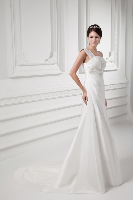 One-Shoulder Sleeveless Taffeta Mermaid/Trumpet Best Wedding Dresses 2031263 One-Shoulder Sleeveless Taffeta Mermaid/Trumpet Best Wedding Dresses 2031263