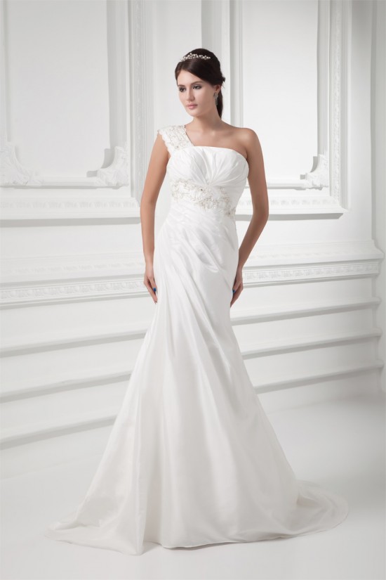 One-Shoulder Sleeveless Taffeta Mermaid/Trumpet Best Wedding Dresses 2031263 One-Shoulder Sleeveless Taffeta Mermaid/Trumpet Best Wedding Dresses 2031263