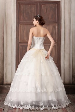 Princess Sleeveless Satin Fine Netting Strapless Wedding Dresses 2031265