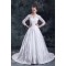 Satin Lace A-Line 3/4 Length Sleeve V-Neck Embellished Wedding Dresses 2031266