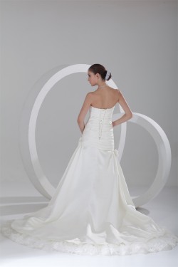 Satin A-Line Sleeveless Sweetheart Beautiful Wedding Dresses 2031268